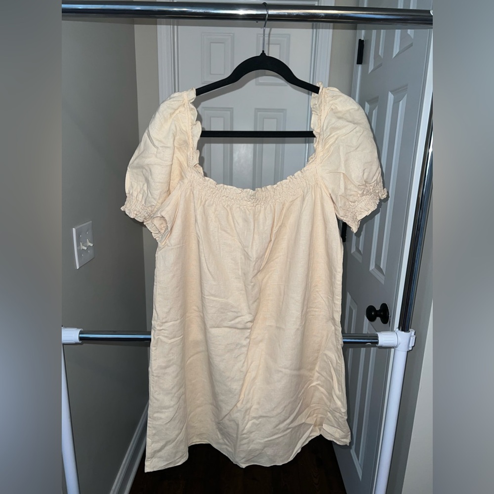 Charlie Holiday beige puff sleeve mini dress